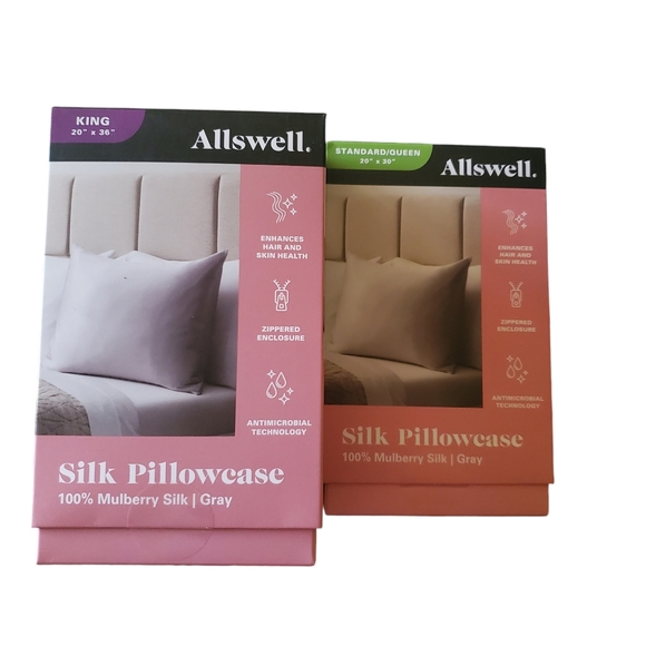 Silk Pillow Case Mulberry Silk Satin Pillow Sham Oeko-Tex Gray/Slvr Sz STD/Queen - Picture 9 of 10